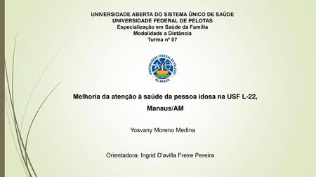 Melhoria da atenção à saúde da pessoa idosa na USF L-22, Manaus/AM