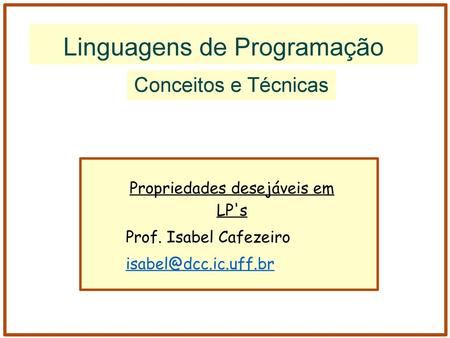 Linguagens de Programação Conceitos e Técnicas