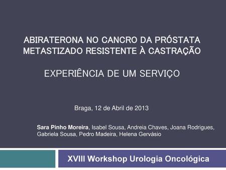 XVIII Workshop Urologia Oncológica