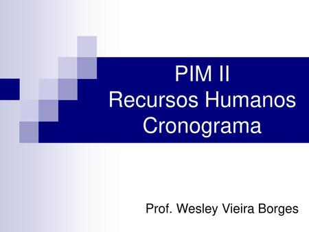 PIM II Recursos Humanos Cronograma