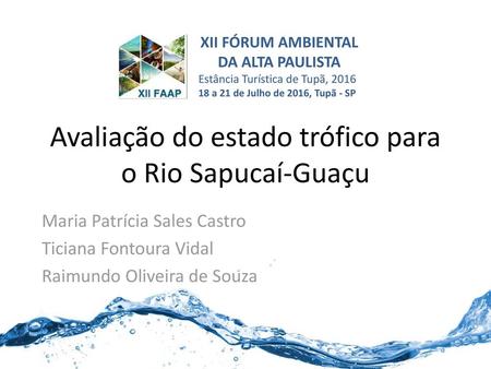 Avaliação do estado trófico para o Rio Sapucaí-Guaçu