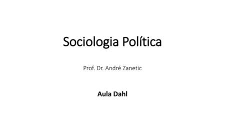 Sociologia Política Prof. Dr. André Zanetic