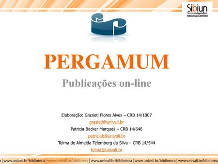 PERGAMUM Publicações on-line