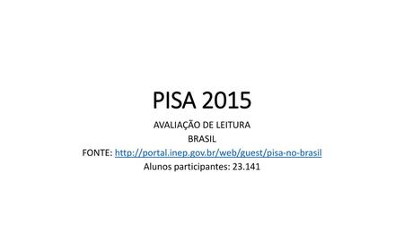 PISA 2015 AVALIAÇÃO DE LEITURA BRASIL