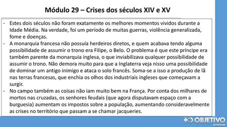 Módulo 29 – Crises dos séculos XIV e XV