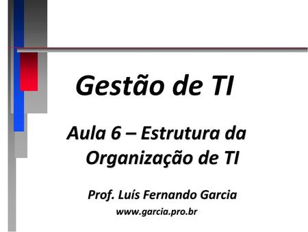 Aula 6 – Estrutura da Organização de TI Prof. Luís Fernando Garcia