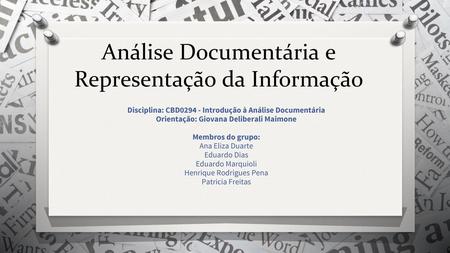 Análise Documentária e Representação da Informação