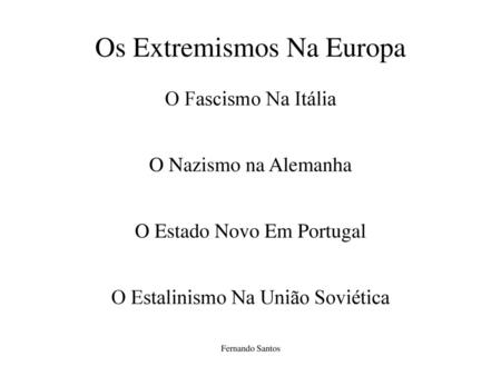Os Extremismos Na Europa
