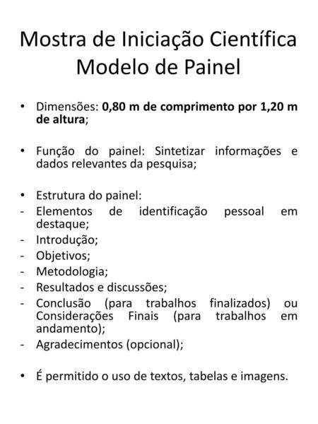 Mostra de Iniciação Científica Modelo de Painel