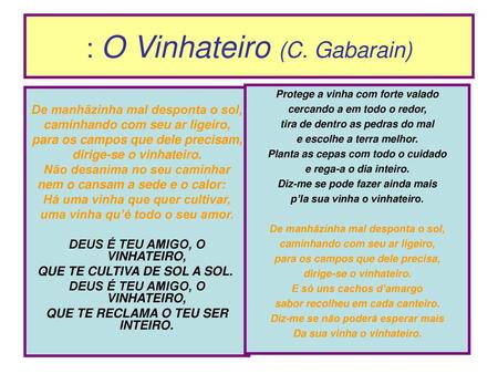 : O Vinhateiro (C. Gabarain)