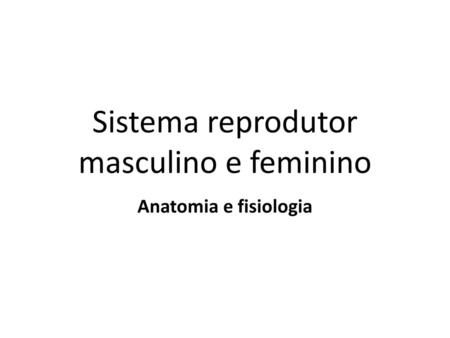 Sistema reprodutor masculino e feminino