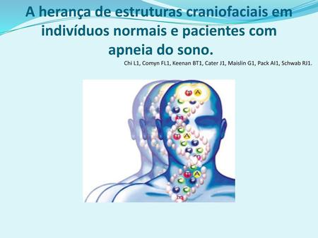 A herança de estruturas craniofaciais em indivíduos normais e pacientes com apneia do sono. Chi L1, Comyn FL1, Keenan BT1, Cater J1, Maislin G1, Pack.