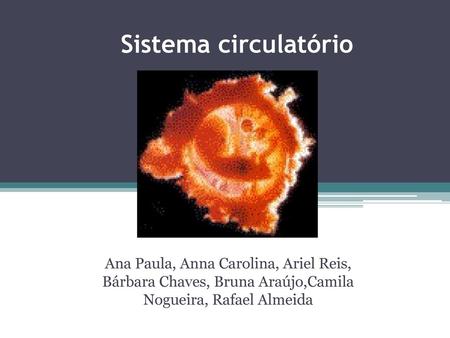Sistema circulatório Ana Paula, Anna Carolina, Ariel Reis, Bárbara Chaves, Bruna Araújo,Camila Nogueira, Rafael Almeida.