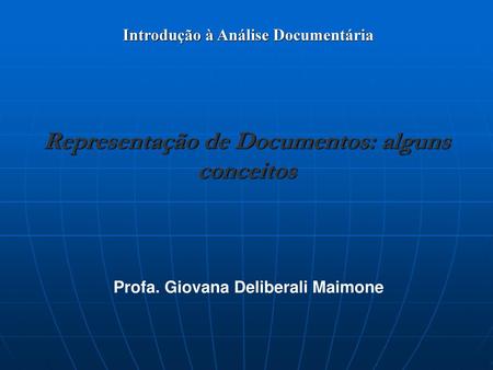 Representação de Documentos: alguns conceitos