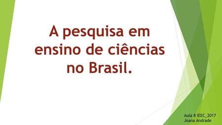 A pesquisa em ensino de ciências no Brasil.