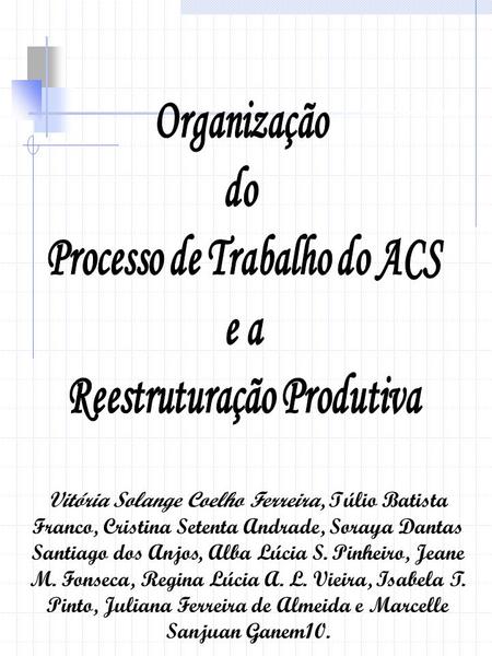 Processo de Trabalho do ACS Reestruturação Produtiva