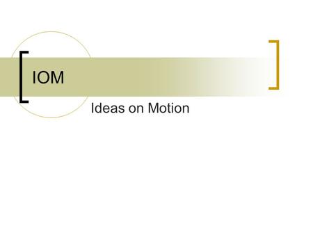 IOM Ideas on Motion. Roteiro Contexto O Projeto Módulos Planejamento.