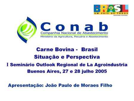 Carne Bovina - Brasil Situação e Perspectiva I Seminário Outlook Regional de La Agroindustria Buenos Aires, 27 e 28 julho 2005 Apresentação: João Paulo.