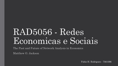 RAD Redes Economicas e Sociais