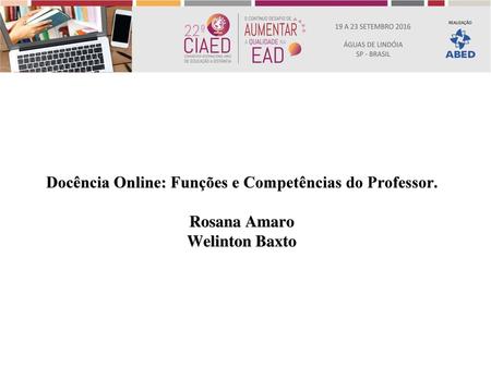Docência Online: Funções e Competências do Professor