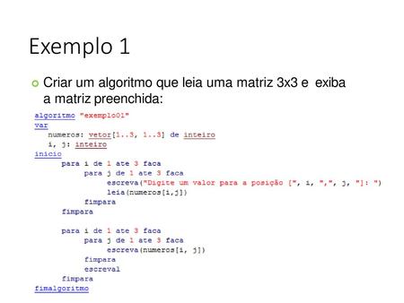 Algoritmos com matrizes e vetores - ppt carregar