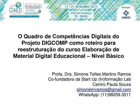 O Quadro de Competências Digitais do Projeto DIGCOMP como roteiro para reestruturação do curso Elaboração de Material Digital Educacional – Nível Básico.