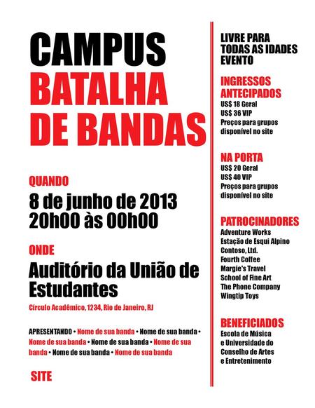 Campus Batalha de bandas 8 de junho de h00 às 00h00