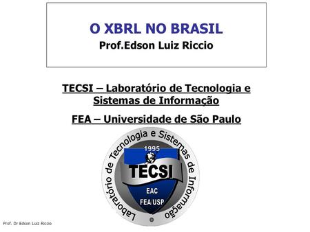 O XBRL NO BRASIL Prof.Edson Luiz Riccio