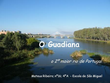 O Guadiana o 2º maior rio de Portugal Mateus Ribeiro; nº16; 4ºA - Escola de São Miguel.
