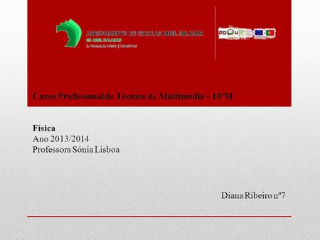 Curso Profissional de Técnico de Multimédia – 10ºM Física Ano 2013/2014 Professora Sónia Lisboa Diana Ribeiro nº7.