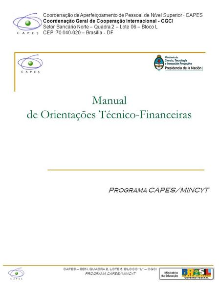 Manual de Orientações Técnico-Financeiras