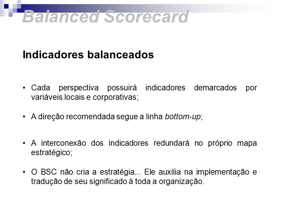 Balanced Scorecard Indicadores balanceados