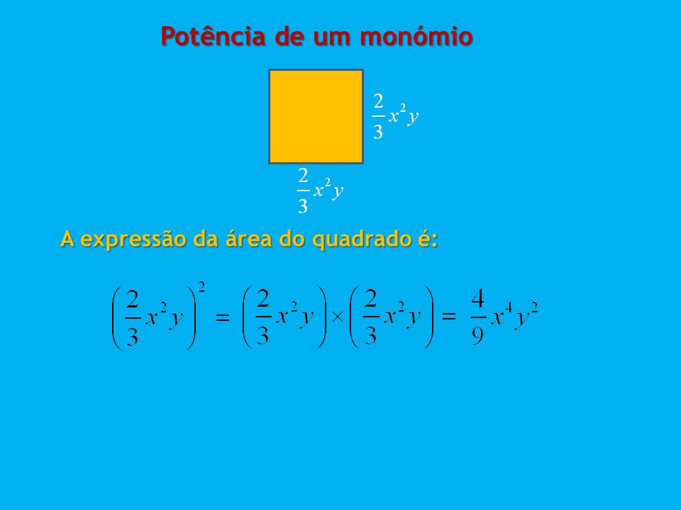Potência de um monómio A expressão da área do quadrado é:
