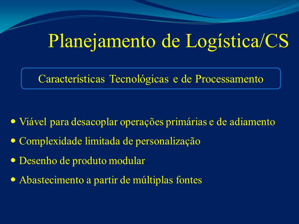Características Tecnológicas e de Processamento
