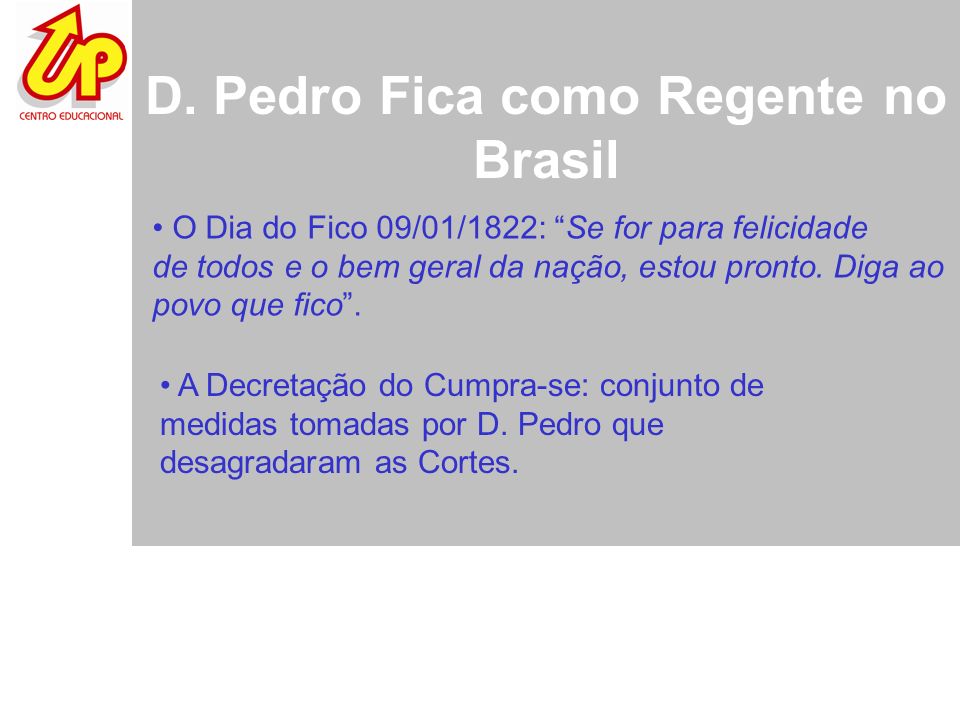 D. Pedro Fica como Regente no Brasil