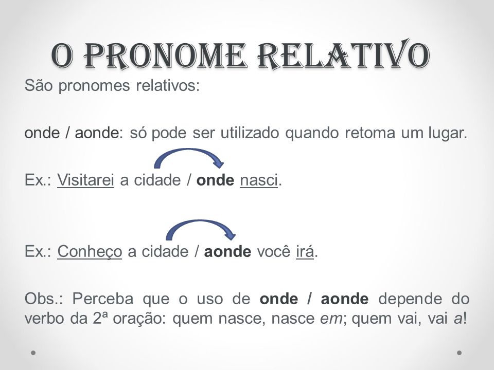 PRONOMES RELATIVOS  TUDO SOBRE QUE, QUEM, ONDE