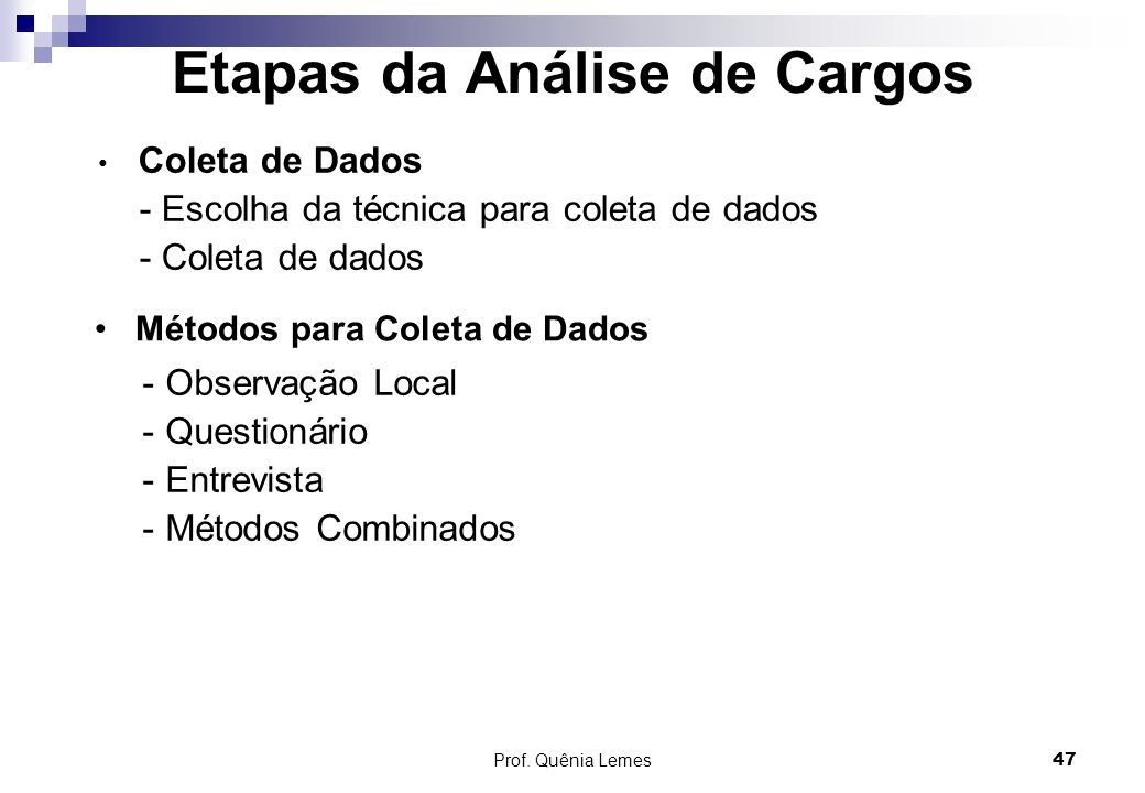 Etapas da Análise de Cargos
