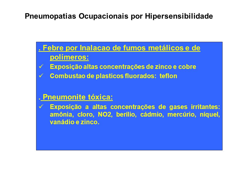 Pneumopatias Ocupacionais por Hipersensibilidade