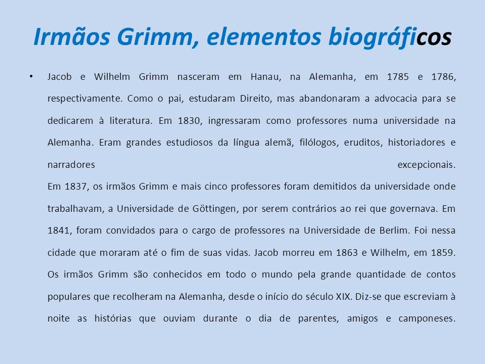 Os Irmãos Grimm. - ppt video online carregar Os Irmãos Grimm. - ppt video online carregar