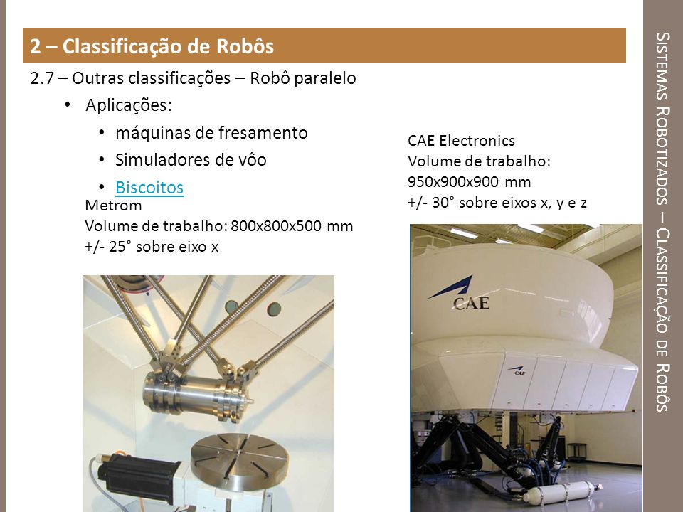 Sistemas Robotizados – Classificação de Robôs