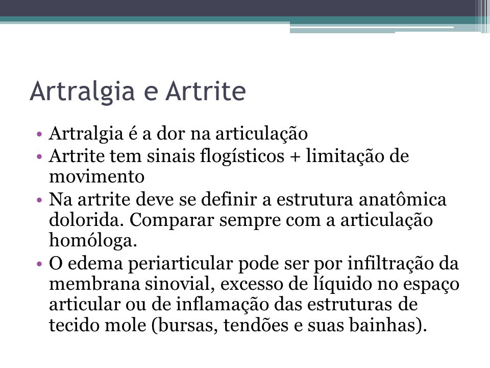 artralgie e artrite)