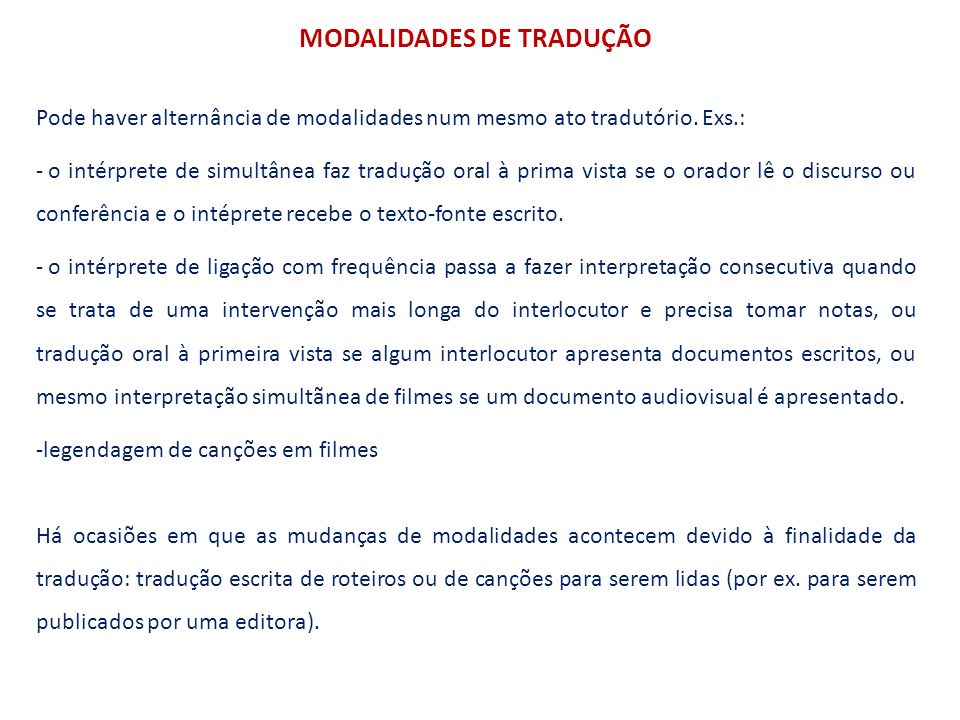 DOC) O PAPEL DAS MODALIDADES DE TRADUÇÃO NO PROCESSO TRADUTÓRIO