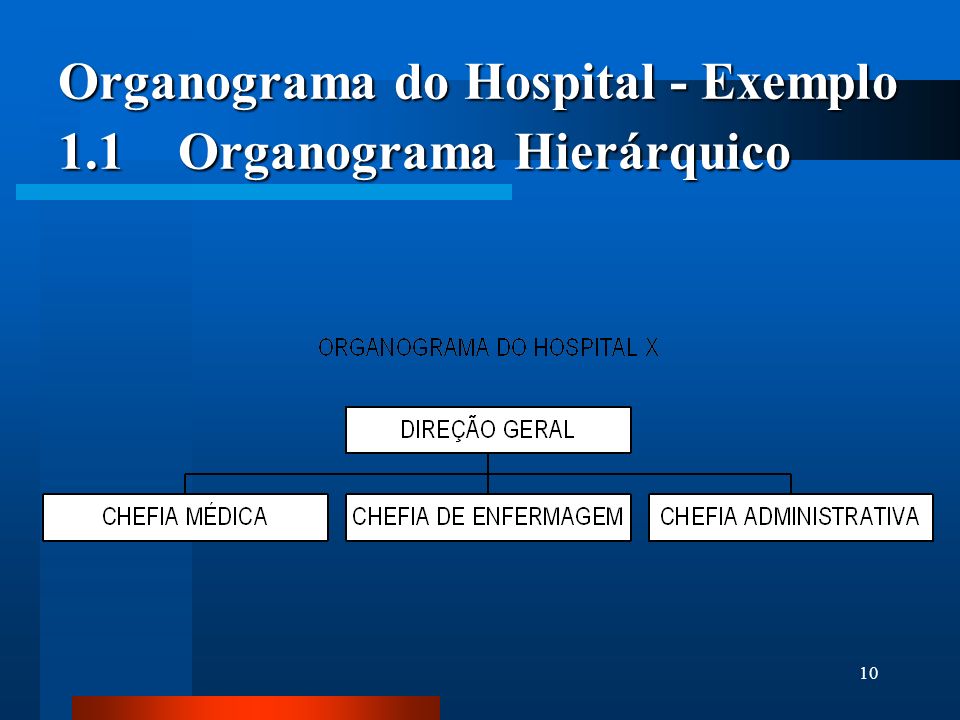 Organograma do Hospital - Exemplo 1.1 Organograma Hierárquico