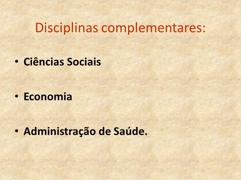 Disciplinas complementares: