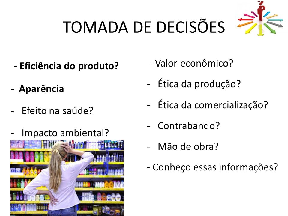 TOMADA DE DECISÕES - Eficiência do produto - Valor econômico