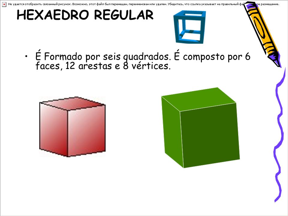 HEXAEDRO REGULAR É Formado por seis quadrados. É composto por 6 faces, 12 arestas e 8 vértices.