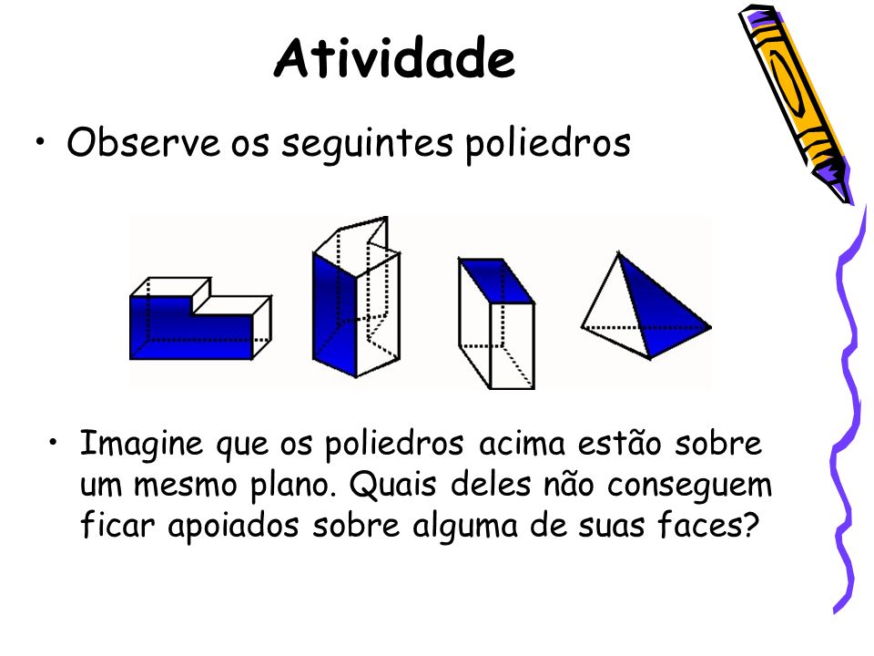 Atividade Observe os seguintes poliedros