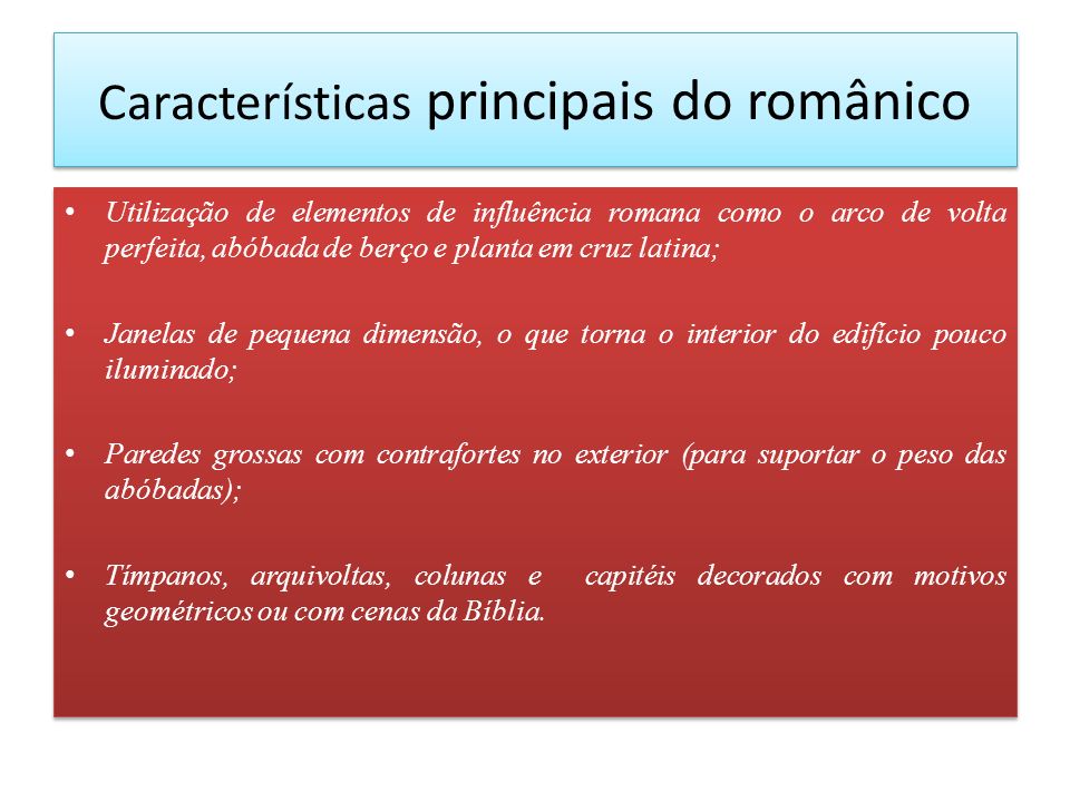 Características principais do românico