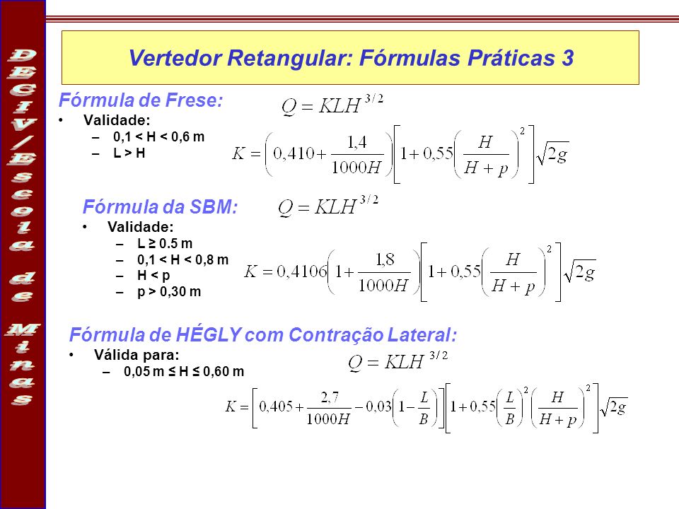 Vertedor Retangular: Fórmulas Práticas 3