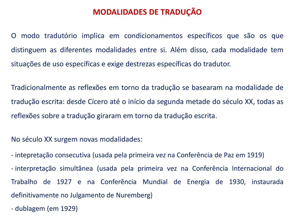 DOC) O PAPEL DAS MODALIDADES DE TRADUÇÃO NO PROCESSO TRADUTÓRIO